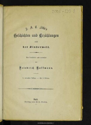 J. A. C. Löhr's Geschichten und Erzählungen aus der Kinderwelt