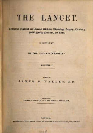 The lancet. 1875, Vol. 1