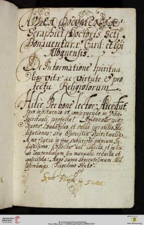 Sebastian Bürster: De informatione spiritualis vitae ac virtute et profectu religiosorum