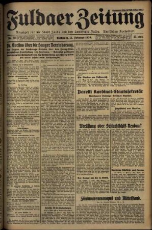 Erste Ausgabe vom Mittwoch, den 12. Februar 1930.