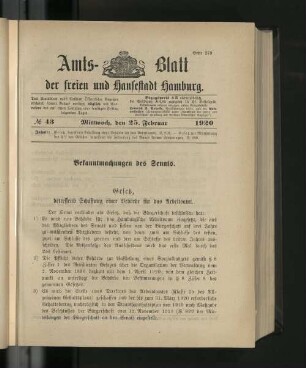 No. 43, 25. Februar 1920