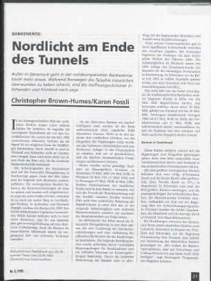 Bankenkrise: Nordlicht am Ende des Tunnels