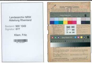 Entnazifizierung Fritz Kliem , geb. 22.08.1900 (Steuerhelfer)