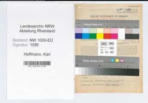 Entnazifizierung Karl Hoffmann, geb. 14.12.1898 (Verm.Inspektor)