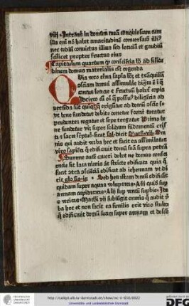 Capitulum quartum quod conscientia bona ad similitudinem domus materialis est regenda.