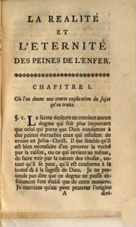 La réalité et l'étérnité des peines de l'enfer, démontrées par des raisons philosophiques contre l'irreligion et la superstition