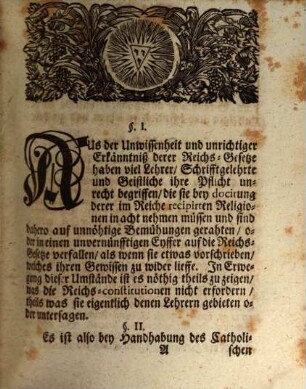 Die Pflicht Eines Geistlichen, Lehrers Und Schrifftgelehrten Bey Religions-Sachen Jm Teutschen Reich Nach denen Reichs-Gesetzen