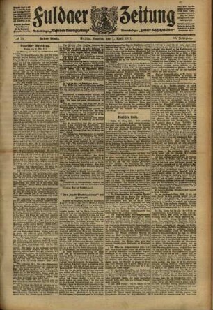Erste Ausgabe vom Samstag, den 01. April 1911.
