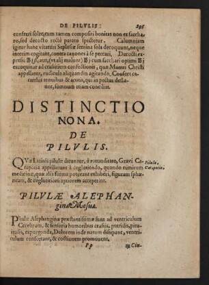 Distinctio Nona. De Pilulis.