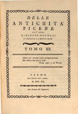Delle Antichitá Picene, 12