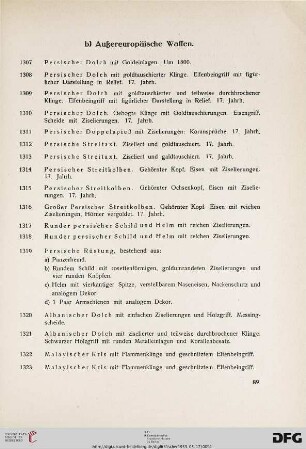 b) Außereuropäische Waffen (Nr. 1307-1331)