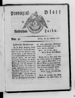 Num. 41., Ausgabe vom 29. Dezember 1815