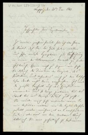 Brief von Ferdinand David an Louis Spohr