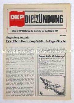 Zeitung der DKP für die Arbeiter und Angestellten bei BMW u.a. gegen die WAA Wackersdorf und zur Solidarität mit politischen Häftlingen in der Türkei