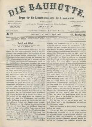 No. 17. Frankfurt a. M., den 25. April 1903. 46. Jahrgang.