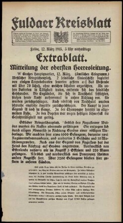 Zweite Ausgabe vom Freitag, den 12. März 1915.