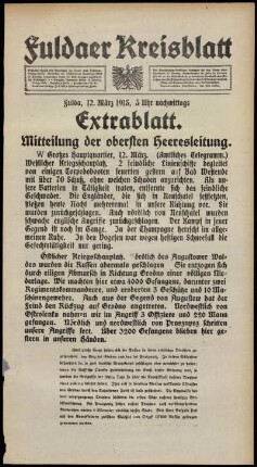 Zweite Ausgabe vom Freitag, den 12. März 1915.