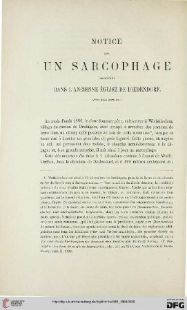 2.Ser. 12.1881/84: Notice sur un sacrophage découvert dans l'ancienne église de Diedendorf