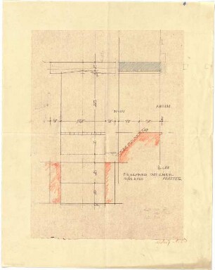 Döllgast, Hans; München; Alte Pinakothek, Wiederaufbau - Ost Giebel Fenster (Schnitte)