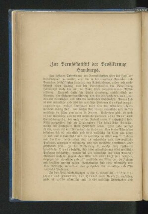 Zur Berufsstatistik der Bevölkerung Hamburgs.
