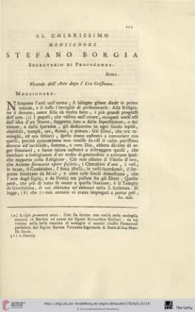 Al chiarissimo Monsignore Stefano Borgia