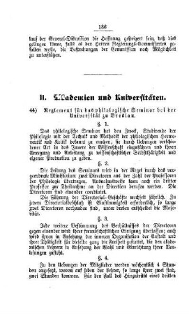 Reglement für das philologische Seminar bei der Universität zu Breslau : [II. Akademien und Universitäten]