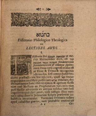Diss. philol. theol. de lectione, Audi Israel