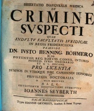 Diss. inaug. iur. de crimine suspecti