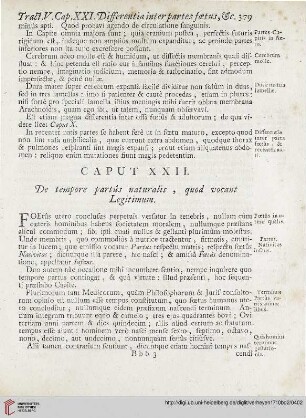 Caput XXII: De tempore partûs naturalis, quod vocant Legitimum