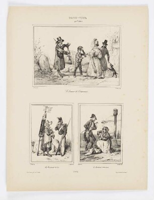 Le joueur de cornemuse, la marchande de coco, la marchande d’eau de vie, Blatt 8 der Folge "Verschiedene Szenen und Kostüme"