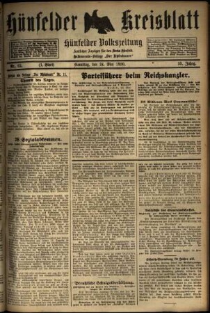 Erste Ausgabe vom Samstag, den 24. Mai 1930.