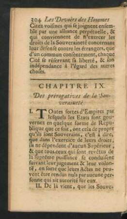 Chapitre IX. Des prerogatives de la Souverainete.