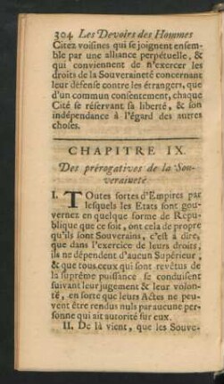 Chapitre IX. Des prerogatives de la Souverainete.