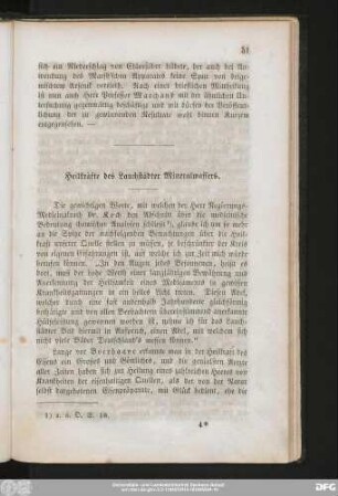 Heilkräfte des Lauchstädter Mineralwassers.