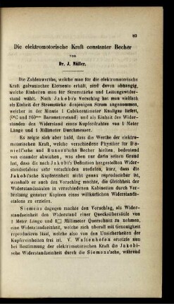 Die elektromotorische Kraft constanter Becher