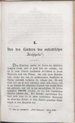 I. Von den Ländern des ostindischen Archipels