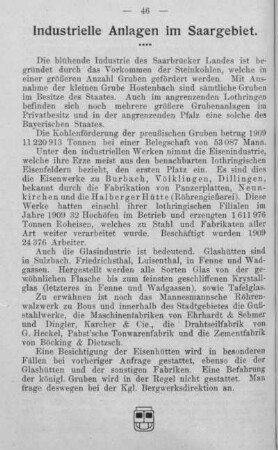 Industrielle Anlagen im Saargebiet.