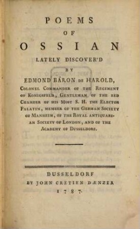 Poems Of Ossian