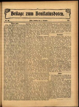 Zweite Ausgabe vom Sonntag, den 03. November 1907.