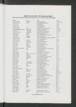 Register der Lehrenden - Wintersemester 2006/07