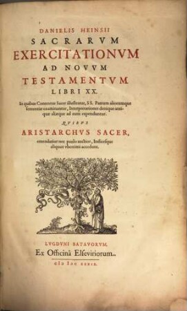 Sacrae Exercitationes ad novum Testamentum : Libri 20
