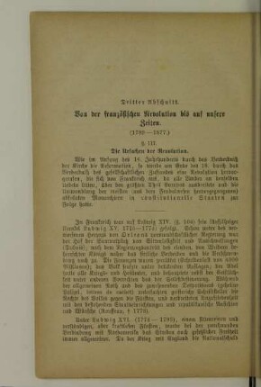 Dritter Abschnitt. Von der französischen Revolution bis auf unsere Zeiten 1789 - 1877.