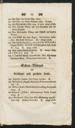 Schau-Münzen auf berühmte und gelehrte Leute