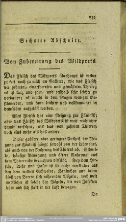 Sechster Abschnitt. Von Zubereitung des Wildprets
