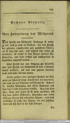 Sechster Abschnitt. Von Zubereitung des Wildprets