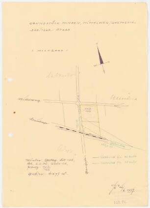 Gemeindezentrum St. Martini, Minden: Lageplan mit Grundstücksgrenzen 1:2000