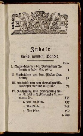 Inhalt dieses neunten Bandes.
