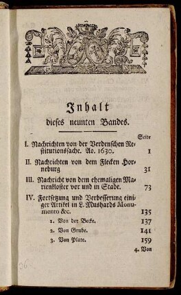 Inhalt dieses neunten Bandes.