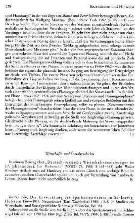Rezensionen und Hinweise : Wirtschafts- und Sozialgeschichte