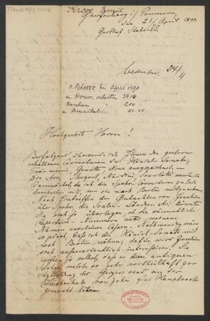Brief an B. Schott's Söhne : 21.04.1890